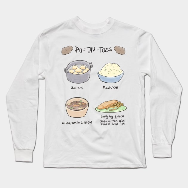 PO-TAY-TOES Long Sleeve T-Shirt by CosmicFlyer